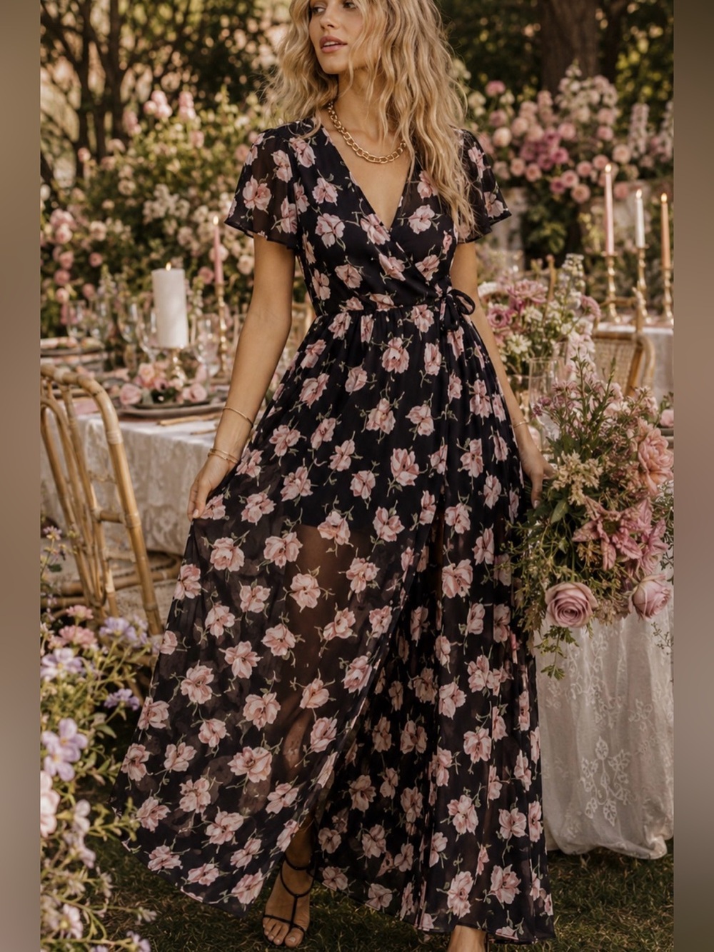 Floral Wrap Maxi Dress